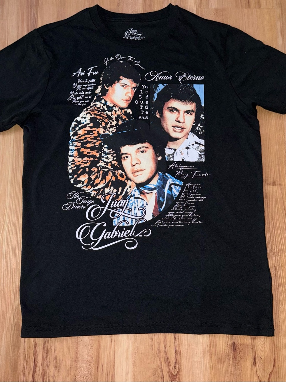 Black Graphic Short-Sleeve Tee with Multi-Photo Print